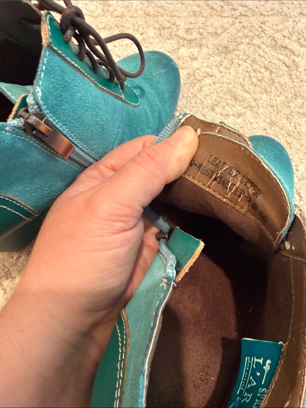 L’Artiste by Spring Step Size 36 US 5.5-6 Rare Westminster Wedge Booties teal - Picture 11 of 17
